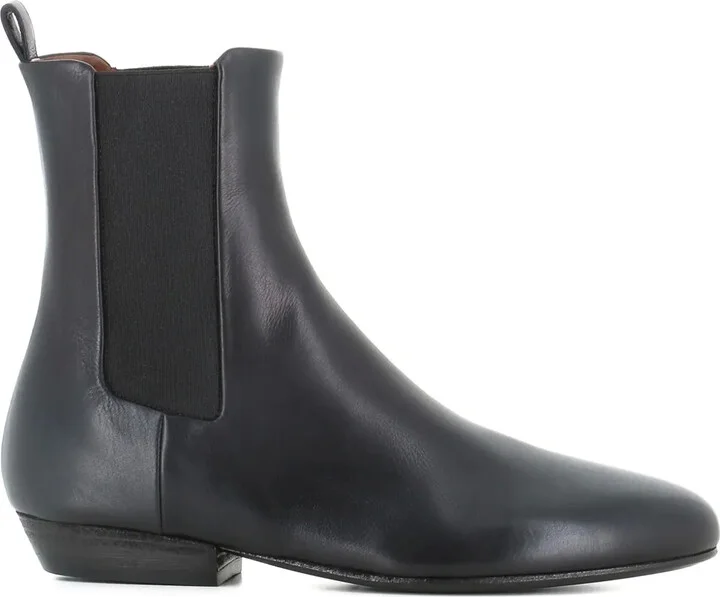 Elastic-Panel Leather Boots