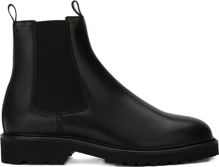 Elastic-Panel Leather Boots