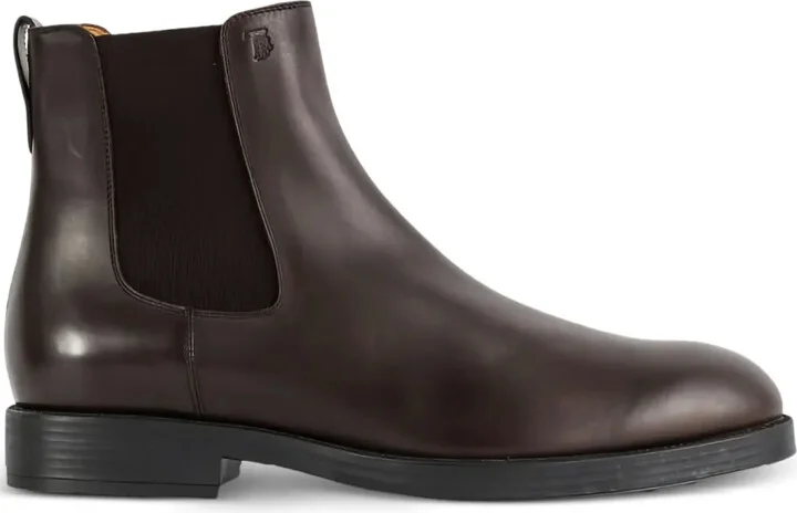 Elastic-Panel Leather Boots