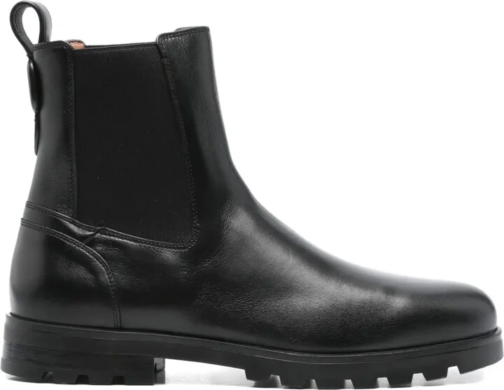 Elastic-Panel Leather Boots