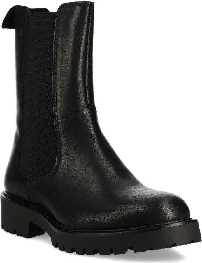 Elastic-Panel Leather Boots