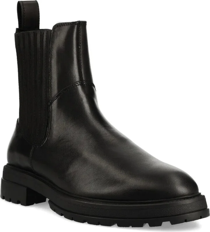 Elastic-Panel Leather Boots