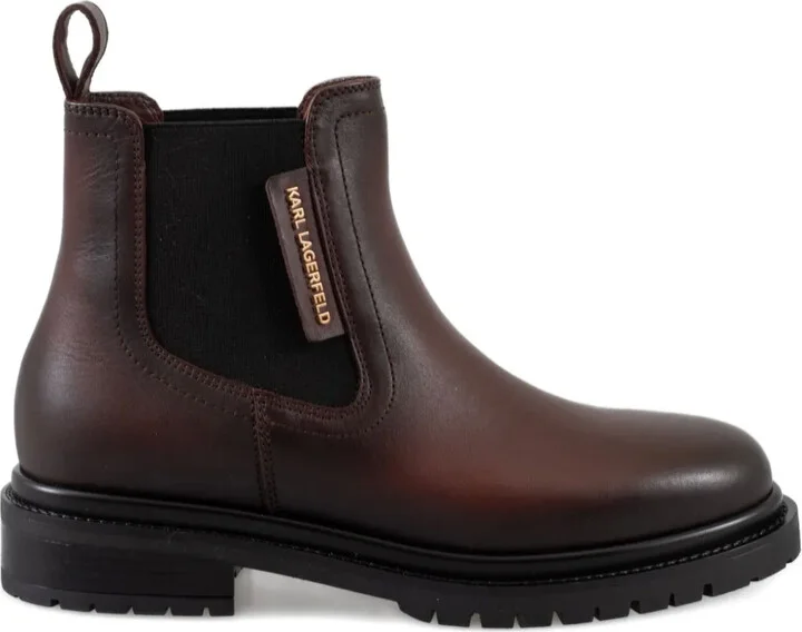 Elastic-Panel Leather Boots
