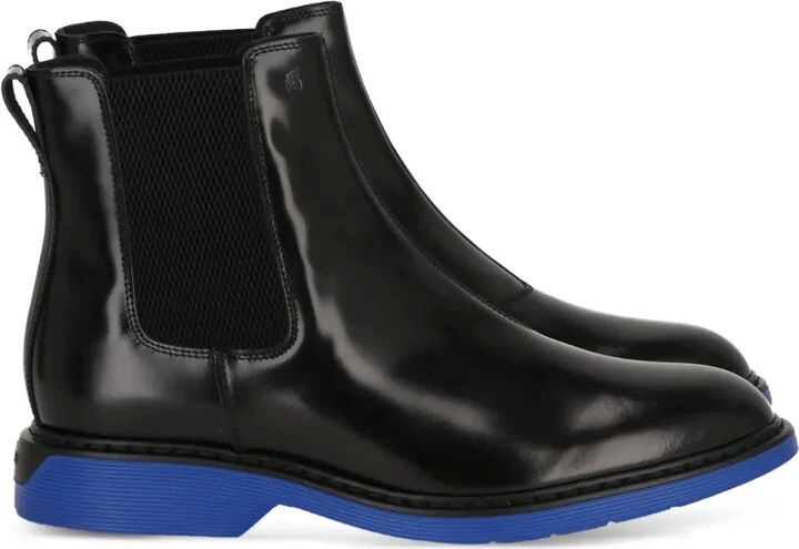 Elastic-Panel Leather Chelsea Boots