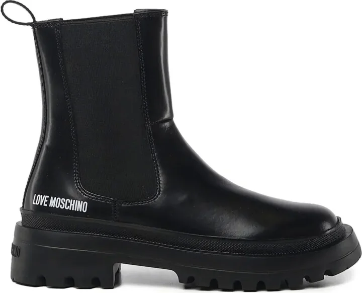 Elastic-Panel Lug Sole Boots