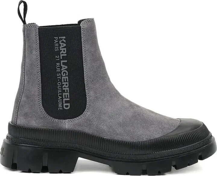 Elastic-Panel Lug Sole Boots