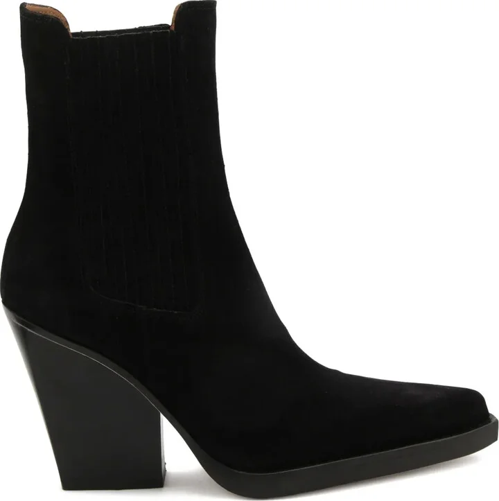 Elastic-Panel Pointed-Toe Boots