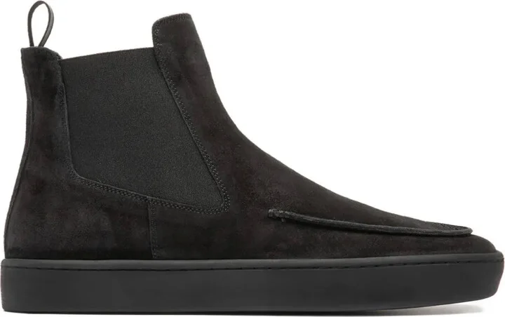 Elastic-Panel Suede Boots