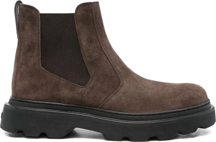Elastic-Panelled Suede Boots