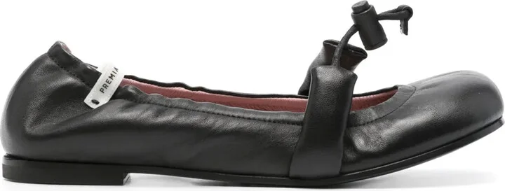 Elasticated Leather Ballerina Shoes