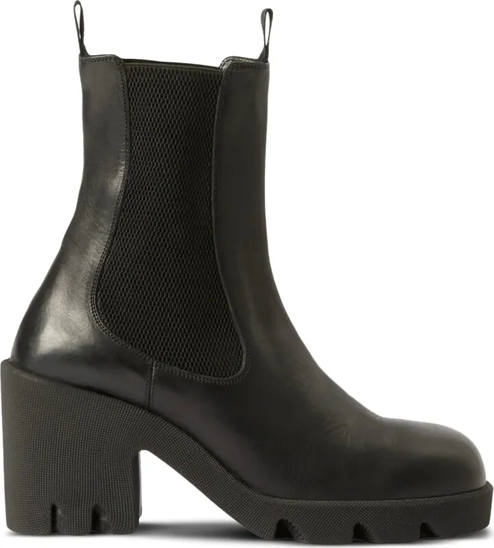 Elasticated-Panel Leather Boots