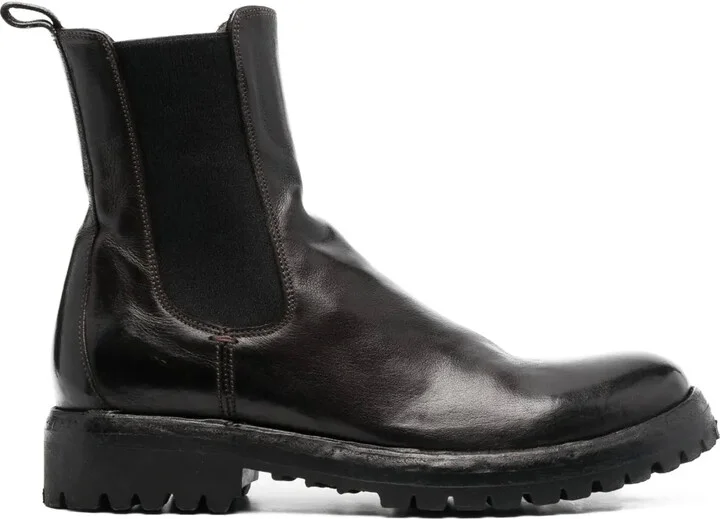 Elasticated-Panels Leather Boots