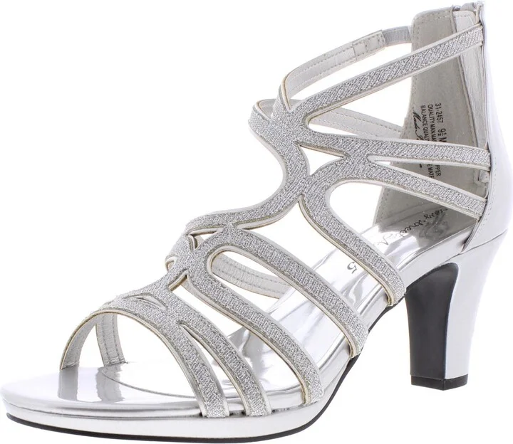 Elated Womens Faux Leather Metallic Dress Sandals