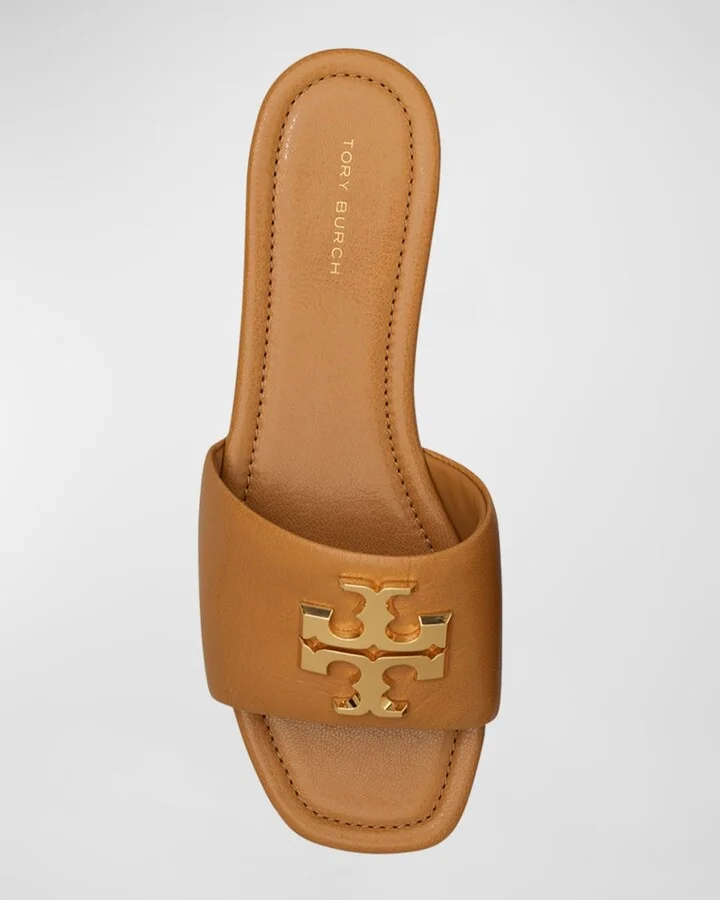 Eleanor Leather Medallion Flat Slide Sandals - Image 2