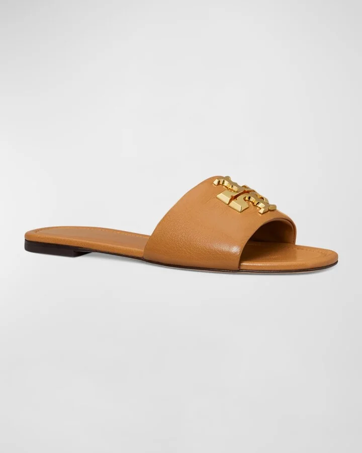 Eleanor Leather Medallion Flat Slide Sandals - Image 3