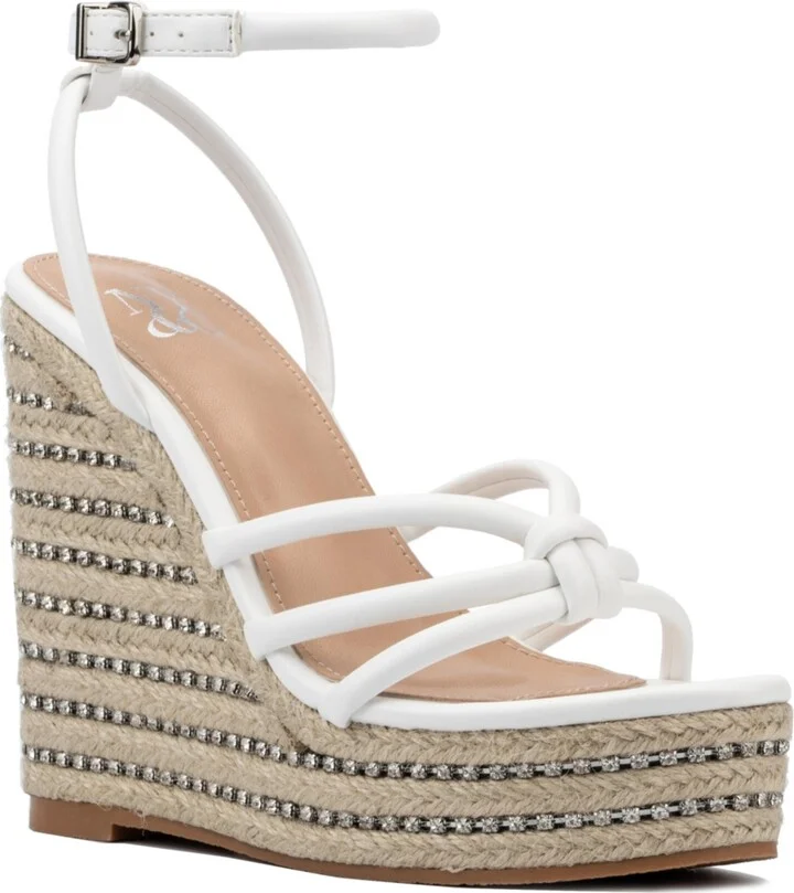 Electra Women's Rhinestone Embedded Wedge Sandals - Image 10