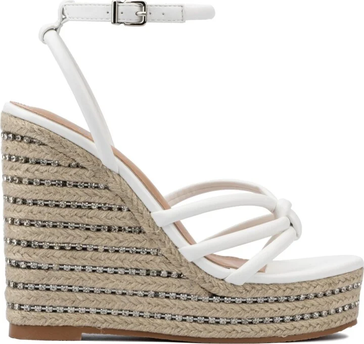Electra Women's Rhinestone Embedded Wedge Sandals - Image 11