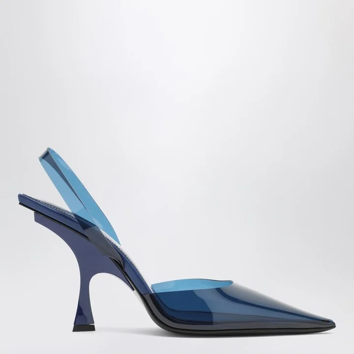 Electric blue PVC slingback