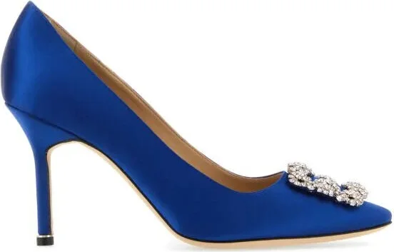 Electric blue satin Hangisi pumps