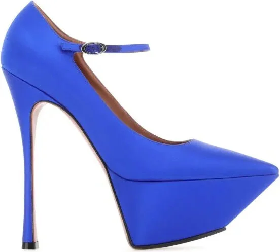 Electric blue satin Yigit pumps