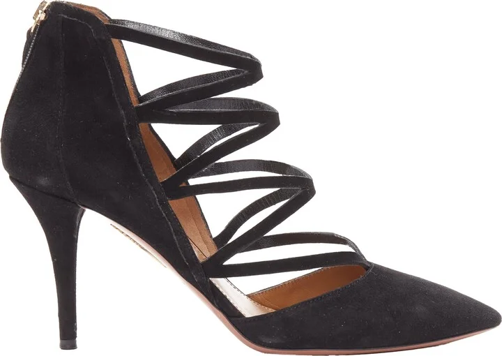 Electric Suede Criss Cross Strappy Booties Pump