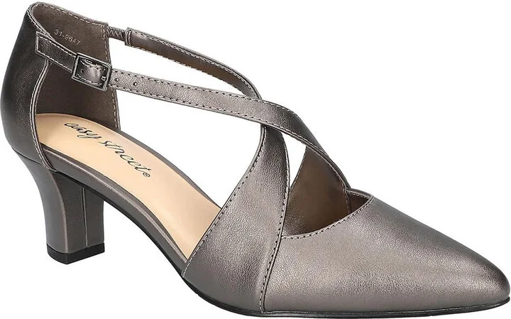 Elegance Womens Block Heel Metallic Pumps