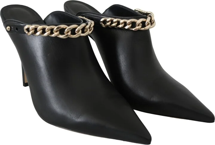Elegant Black Gold Leather Women's Pumps - Image 2