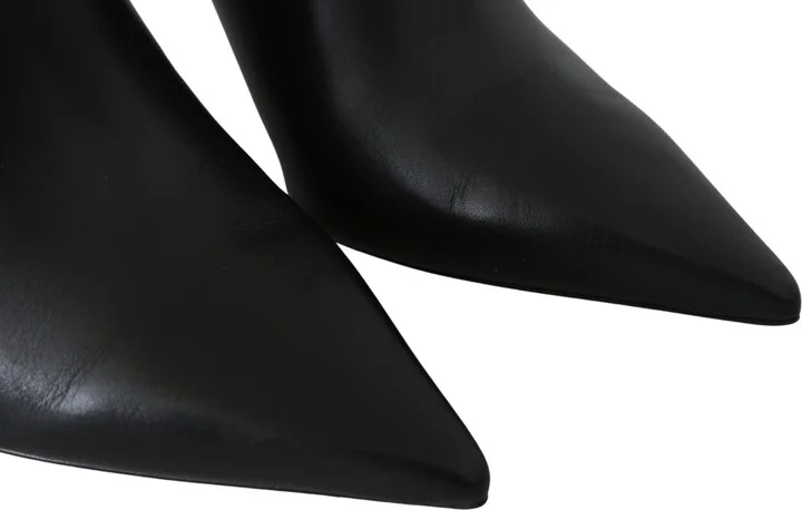 Elegant Black Gold Leather Women's Pumps - Image 3
