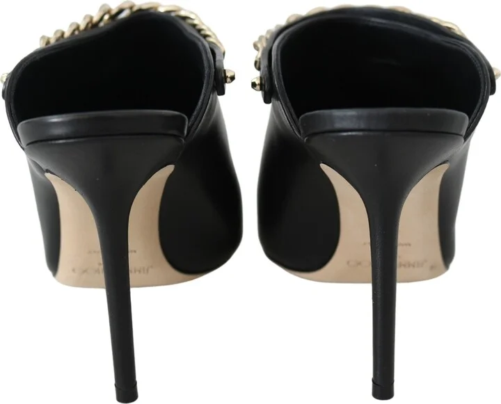 Elegant Black Gold Leather Women's Pumps - Image 5