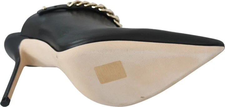 Elegant Black Gold Leather Women's Pumps - Image 6