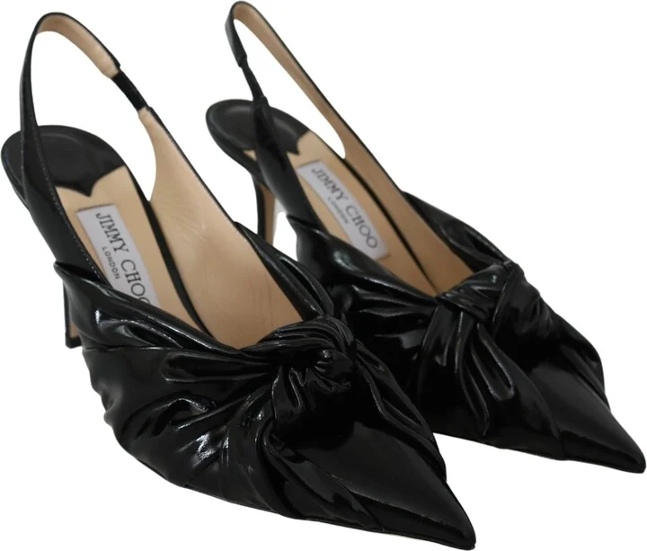 Elegant Black Leather Pointed Toe Women's Pumps - Image 2