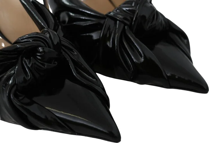 Elegant Black Leather Pointed Toe Women's Pumps - Image 3