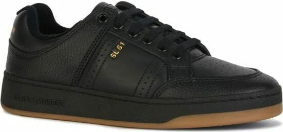 Elegant Black Low-Top Leather Men's Sneakers - Image 2