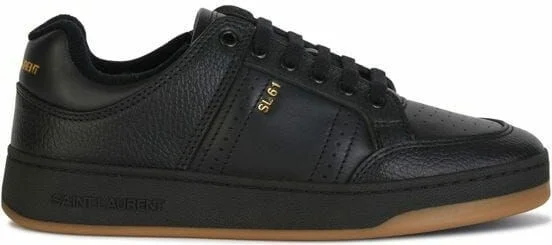 Elegant Black Low-Top Leather Men's Sneakers