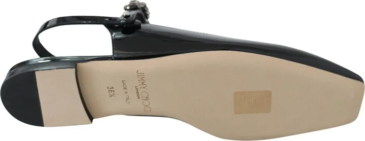 Elegant Black Patent Flats with Crystal Women's Accent - Image 6