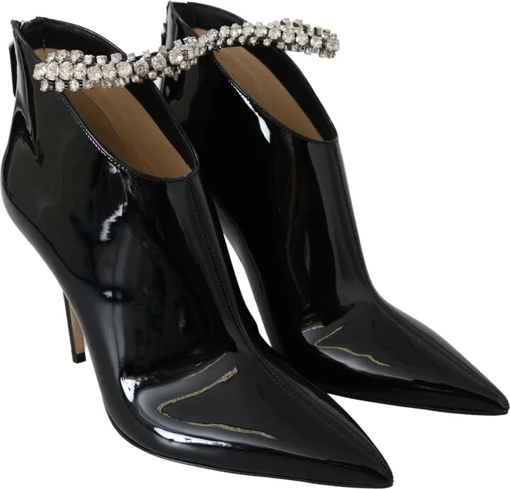 Elegant Black Patent Heeled Women's Boots - Image 2