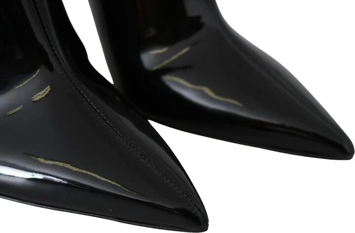 Elegant Black Patent Heeled Women's Boots - Image 3
