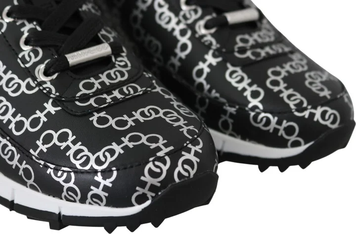 Elegant Black & Silver Leather Women's Sneakers - Image 3