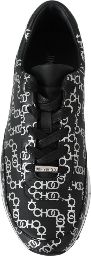 Elegant Black & Silver Leather Women's Sneakers - Image 4