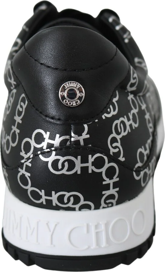 Elegant Black & Silver Leather Women's Sneakers - Image 5