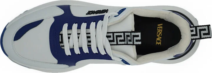 Elegant Blue and White Leather Men's Sneakers - Image 6