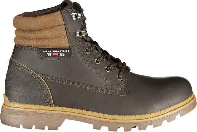 Elegant Brown Lace-Up Boots with Contrast Men's Details