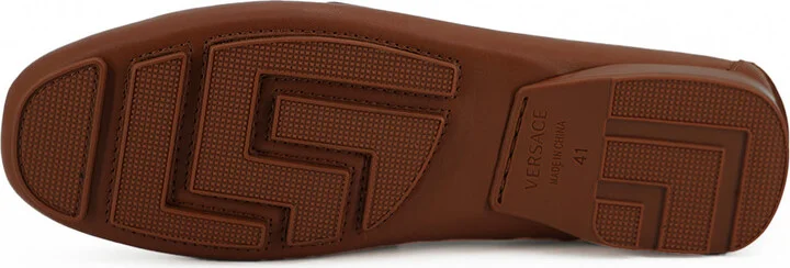 Elegant Medusa-Embossed Leather Men's Loafers - Image 5