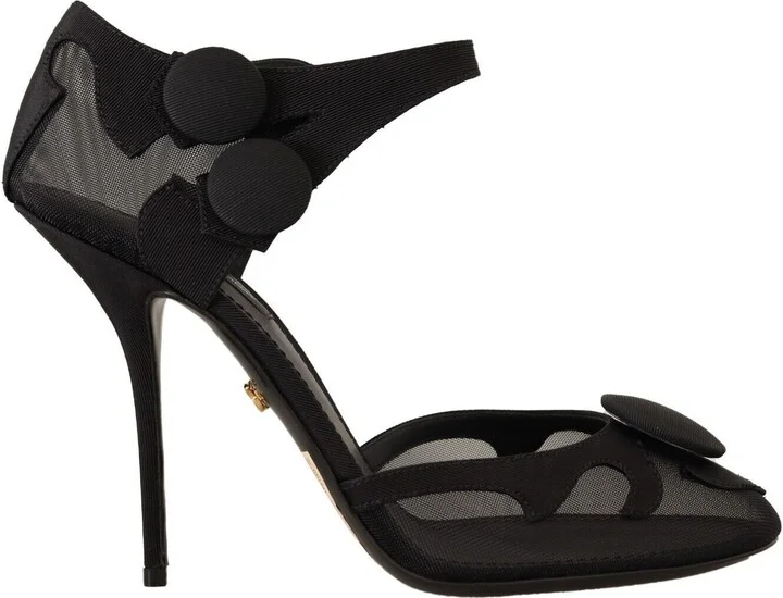 Elegant Mesh Ankle Strap High Heels Women's Pumps