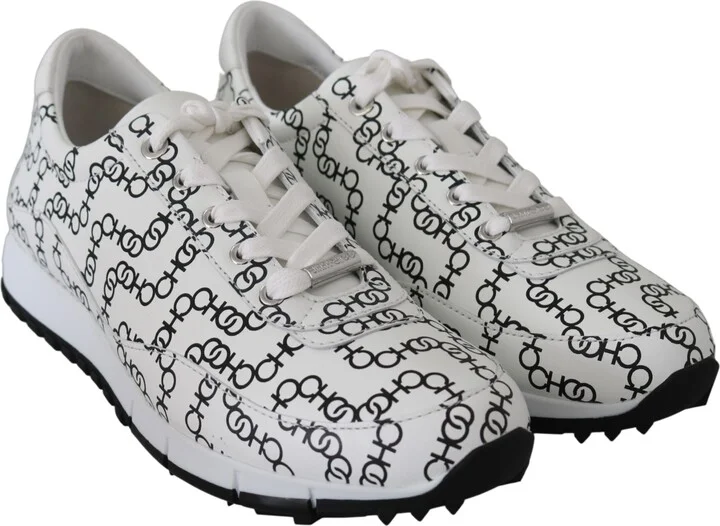 Elegant Monochrome Leather Women's Sneakers - Image 2