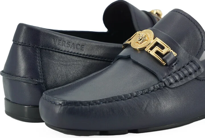 Elegant Navy Blue Calf Leather Men's Loafers - Image 4