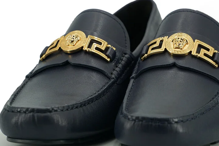 Elegant Navy Blue Calf Leather Men's Loafers - Image 5