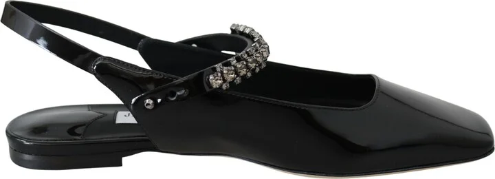 Elegant Patent Flats with Crystal Women's Accent