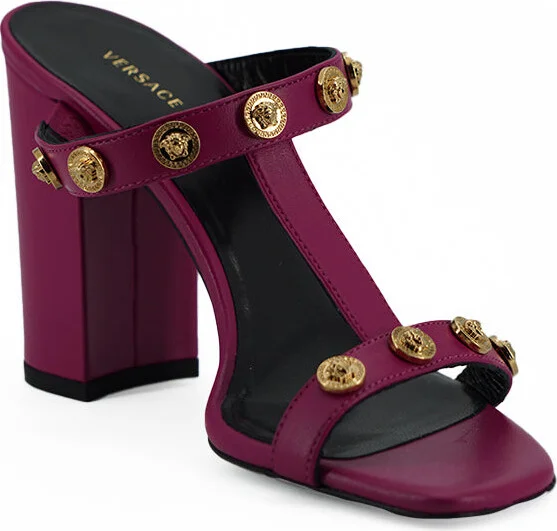 Elegant Purple Calf Leather High Women's Sandals - Image 2