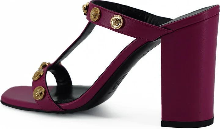 Elegant Purple Calf Leather High Women's Sandals - Image 3